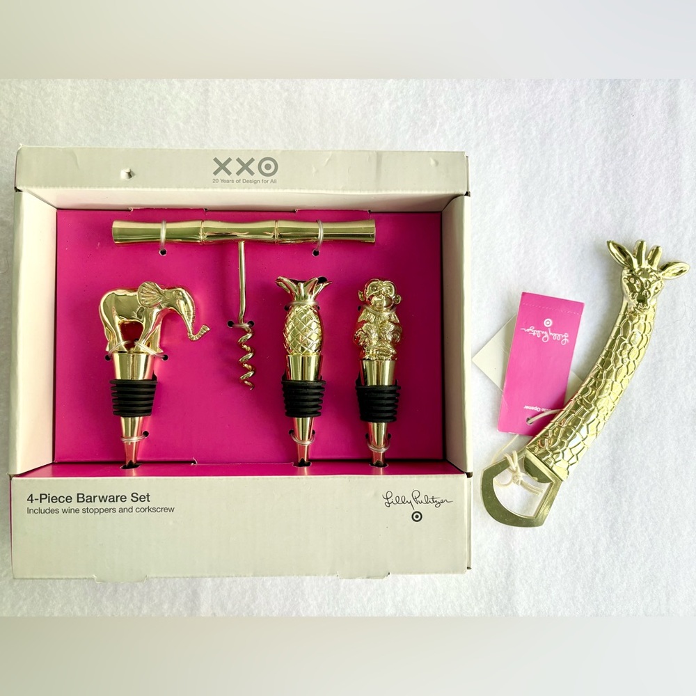 Lilly Pulitzer for Target Barware Bundle Wine Stoppers Cork Screw Bottle Opener